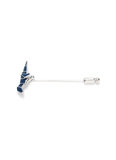 Shop Babette Wasserman 'origami Dinosaur' Lapel Pin In Blue