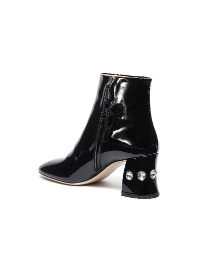 Shop Miu Miu Glass Crystal Heel Patent Leather Ankle Boots