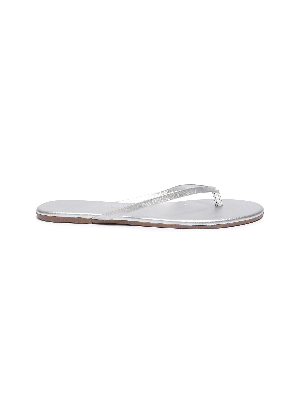metallic leather flip flops