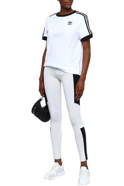 Shop Adidas Originals Striped Cotton-jersey T-shirt In White