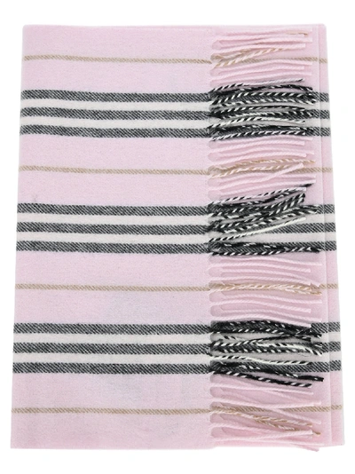 Shop Burberry Icon Striped Pattern Cashmere Scarf In Alabaster