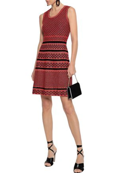 Shop M Missoni Woman Metallic Crochet-knit Mini Dress Coral