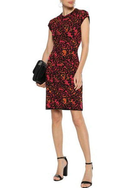 Shop M Missoni Leopard-jacquard Dress In Magenta