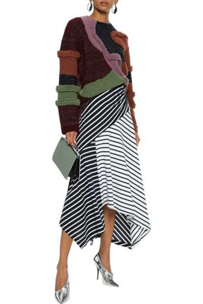 Shop Peter Pilotto Woman Patchwork-effect Metallic Cotton-blend Bouclé Sweater Multicolor