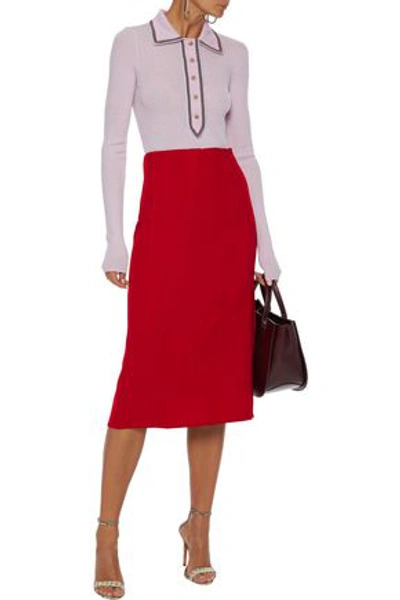 Shop Victoria Beckham Woman Crepe Pencil Skirt Red