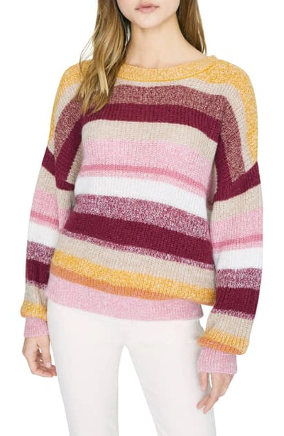 Shop Sanctuary Blur The Lines Stripe Crewneck Sweater In Garnet Stripe