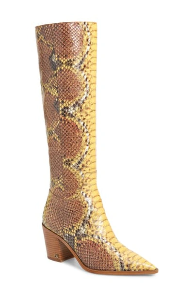 Shop Sam Edelman Lindsey Pointed Toe Knee High Boot In Yellow Multi Leather