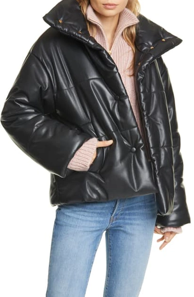 Shop Nanushka Hide Vegan Leather Puffer Jacket In Black