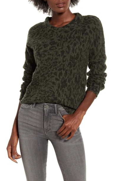 Shop Rails Joanna Wool Blend Sweater In Olive Leopard