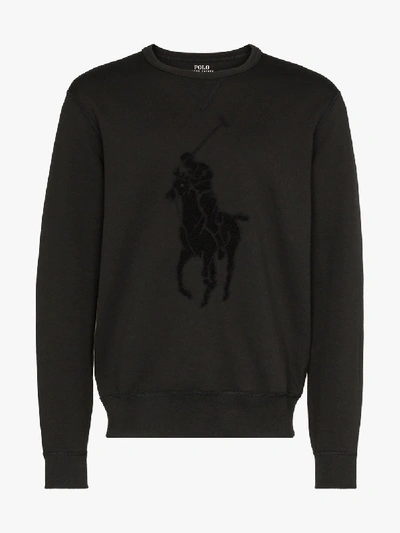 Shop Polo Ralph Lauren Logo Print Sweatshirt In Black