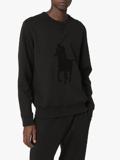 Shop Polo Ralph Lauren Logo Print Sweatshirt In Black