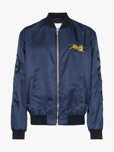 Shop Kenzo Jumping Tiger Bomber Jacket In Blue
