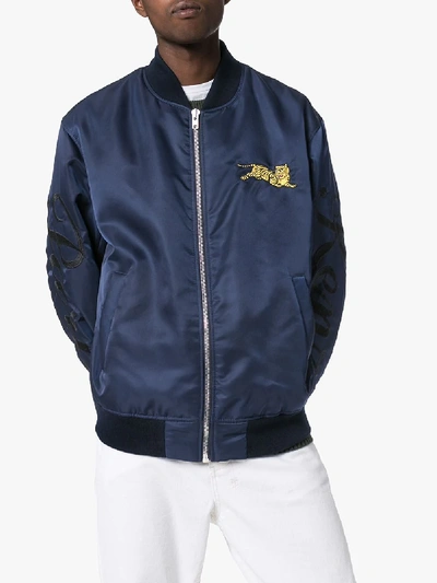 Shop Kenzo Jumping Tiger Bomber Jacket In Blue