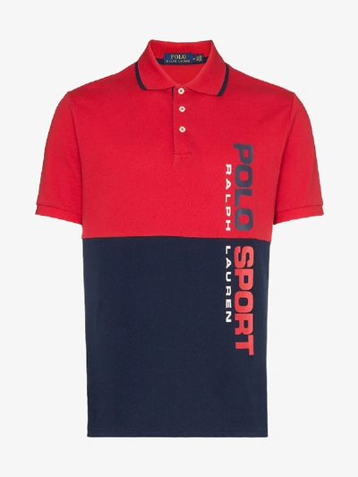 Shop Polo Ralph Lauren Two Tone Logo Polo Shirt In Red
