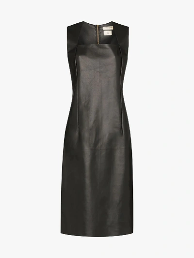 Shop Bottega Veneta Fitted Leather Dress In Black