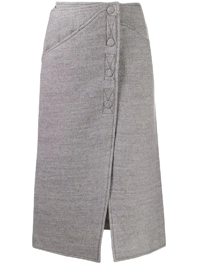 Shop Courrèges Felted Midi Skirt In Grey