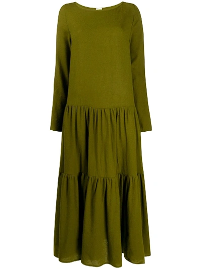 Shop Apuntob Tiered Relaxed Fit Dress In Green