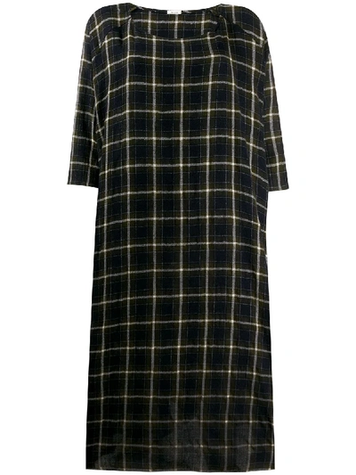 Shop Apuntob Checked Mid-length Dress In Blue