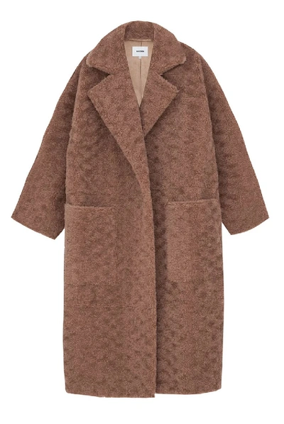 Shop Nanushka Imogen Faux Fur Maxi Coat - Faded Rose In Nude