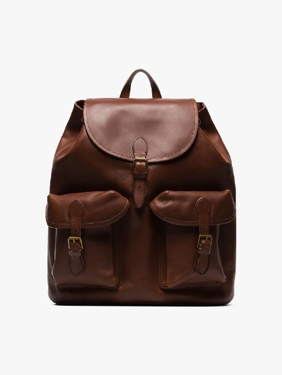 Shop Polo Ralph Lauren Brown Leather Heritage Backpack