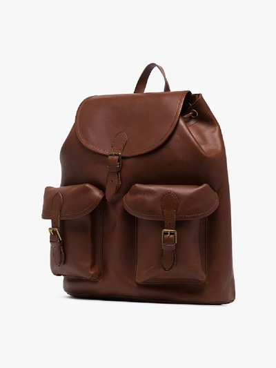 Shop Polo Ralph Lauren Brown Leather Heritage Backpack