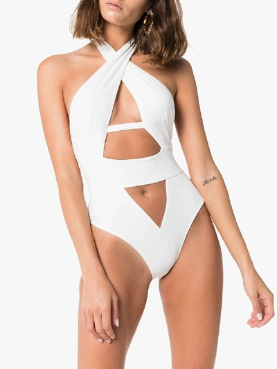Shop Agent Provocateur Anja Halterneck Swimsuit In White