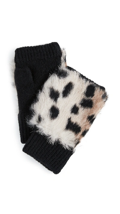 Shop Adrienne Landau Rabbit Fur Fingerless Gloves In Animal