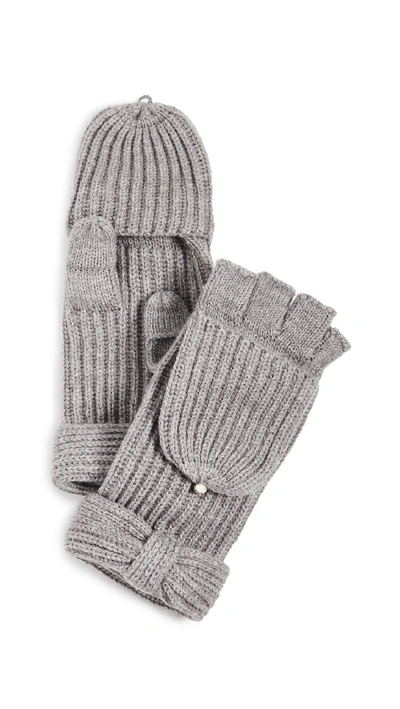 Shop Kate Spade Bow Pop Top Gloves In Heather Grey
