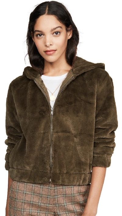 Shop Cupcakes And Cashmere Breda Faux Fur Bomber In Army