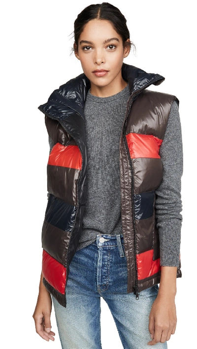 Ganni + 66 North Askja Striped Quilted Glossed-shell Down Vest In Black |  ModeSens