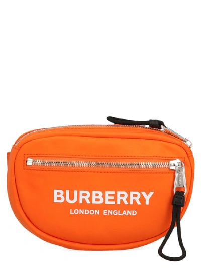 Shop Burberry Logo Printed Belt Bag In Orange