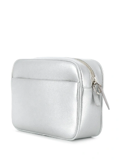 Shop Roger Vivier Cubique Leather Shoulder Bag In Silver