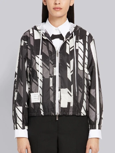 Shop Thom Browne Bow Tie Collage Nylon Hoodie In Black