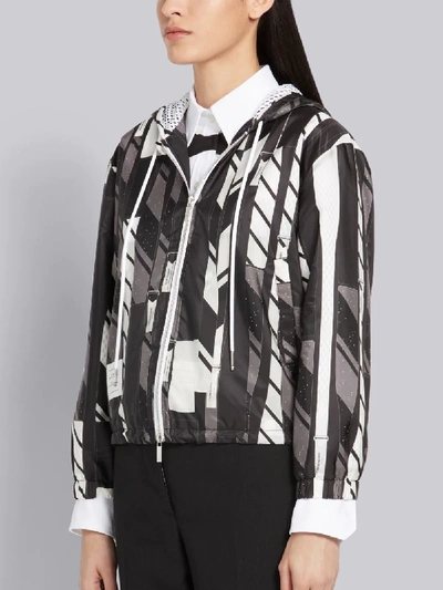 Shop Thom Browne Bow Tie Collage Nylon Hoodie In Black