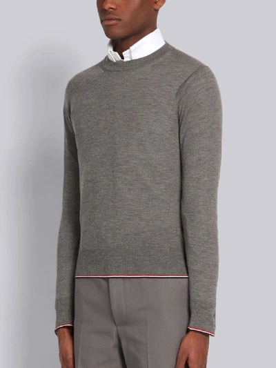 Shop Thom Browne Classic Cashmere Crew Neck Pullover In Grey