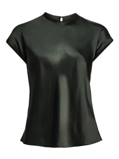 Shop Helmut Lang Women's Double Satin Cap-sleeve Top In Forest