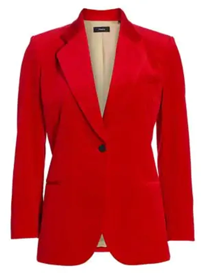 Shop Theory Velvet Cinched Blazer In Bright Red