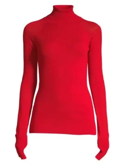 Shop Escada Sport Women's Rita Ora Capsule Virgin Wool Turtleneck Sweater In Rita Red