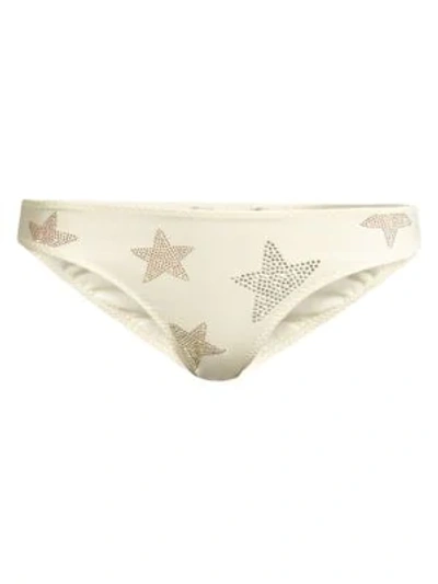 Shop Stella Mccartney Studded Star Low-rise Bikini Bottom In Ivory