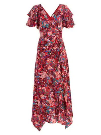 Shop Tanya Taylor Women's Clementine Tiered Ruffle Print Silk Maxi Dress In Leopard Red