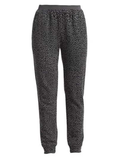 Shop Atm Anthony Thomas Melillo French Terry Animal Print Jogging Trousers In Asphalt Black