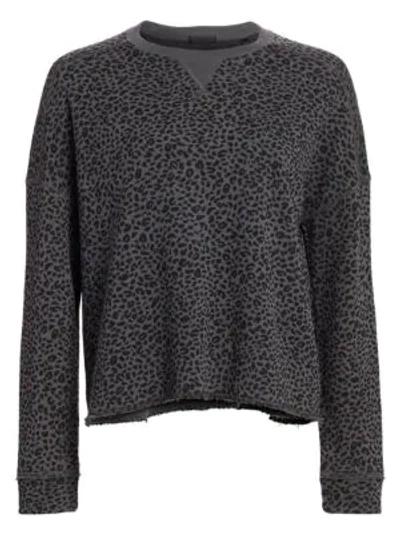 Shop Atm Anthony Thomas Melillo French Terry Animal Print Sweatshirt In Asphalt Black