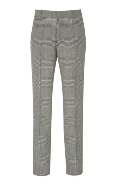 Shop Balmain Prince Of Wales Checked Wool Slim-leg Pants In Black/white