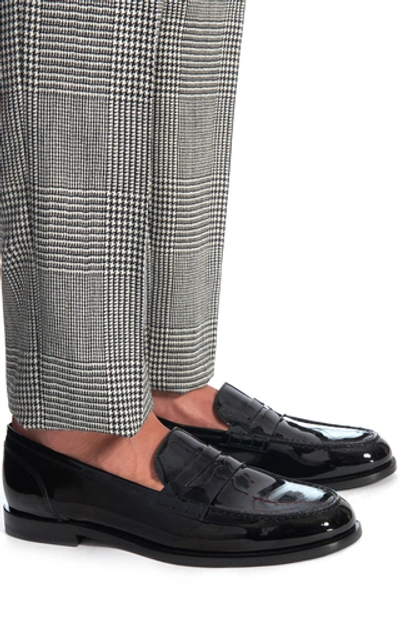 Shop Balmain Prince Of Wales Checked Wool Slim-leg Pants In Black/white