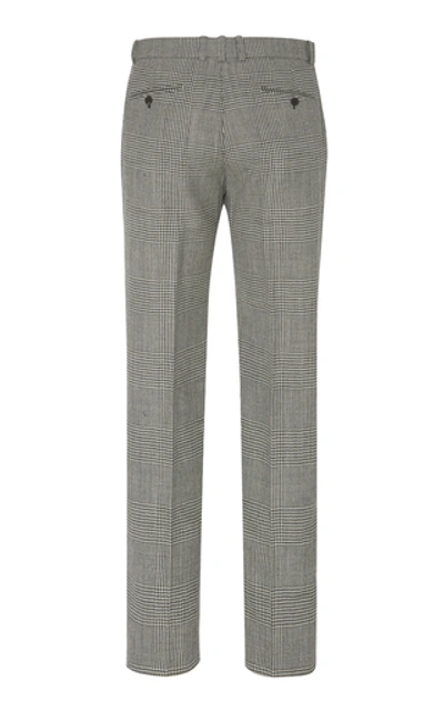 Shop Balmain Prince Of Wales Checked Wool Slim-leg Pants In Black/white