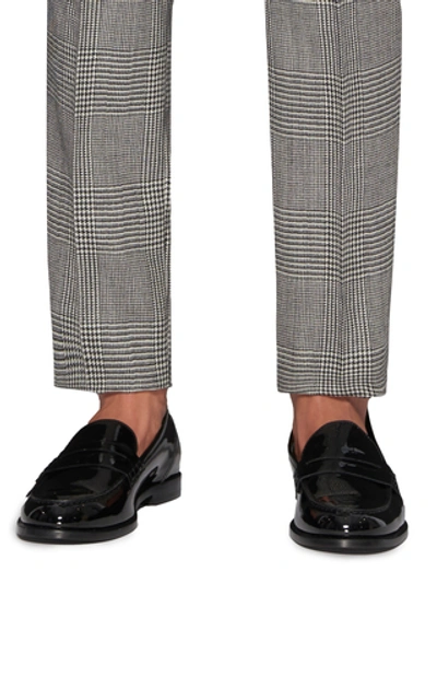 Shop Balmain Prince Of Wales Checked Wool Slim-leg Pants In Black/white