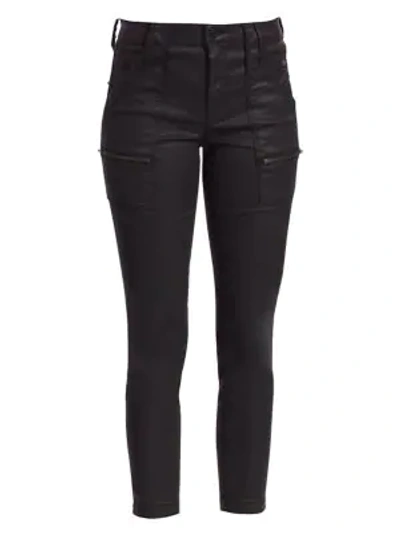 Shop Joie Park Mid-rise Coated Skinny Pants In Caviar