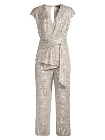 Shop Jay Godfrey Susie Cropped Sequin Jumpsuit In Silver