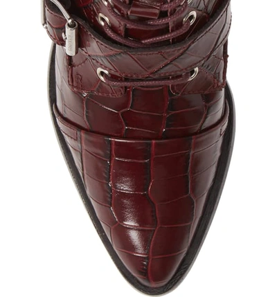 Shop Allsaints Katy Boot In Berry Croc Leather