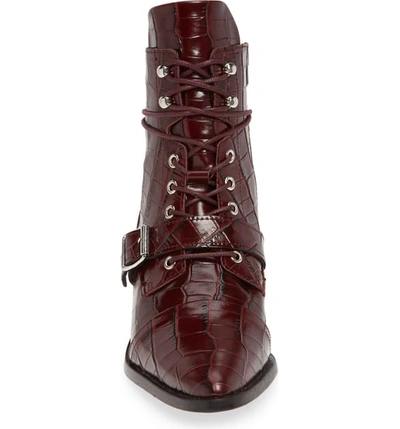 Shop Allsaints Katy Boot In Berry Croc Leather
